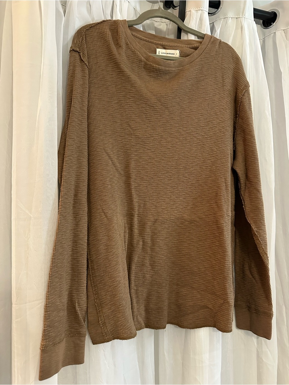 Lucky Brand Brown Waffle-Knit Crewneck Sweater -